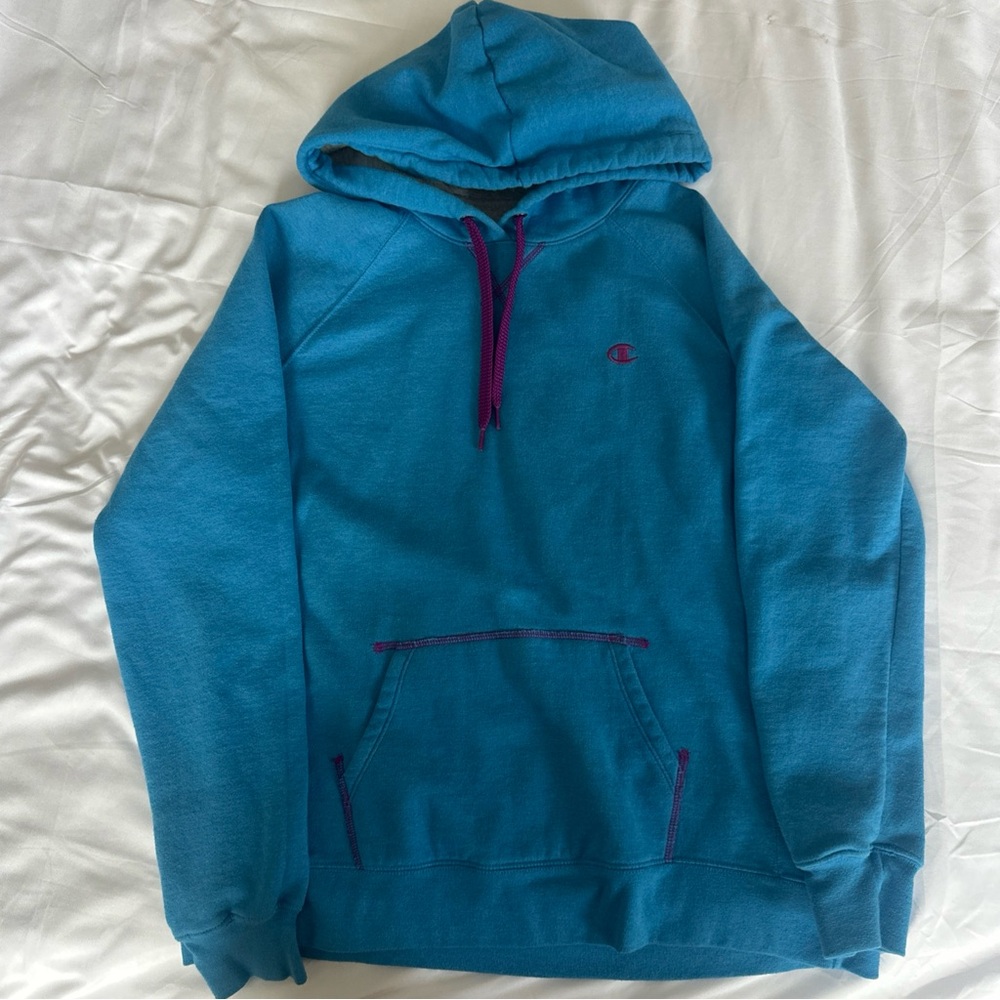 Champion ECO Blue Hoodie Sweatshirt Athletic‎ Sportswear Casual Women’s XL